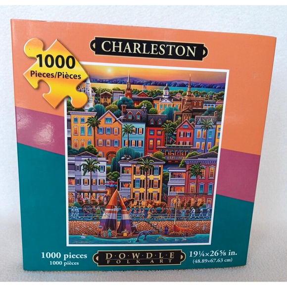 Dowdle Folk Art Charleston SC 1000 Piece Jigsaw Puzzle 19 1/4" x 26 5/8" NEW - Picture 1 of 11